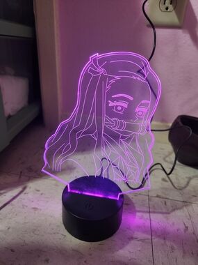 Anime LED Acrylic Night Light - Pink/Purple Glow